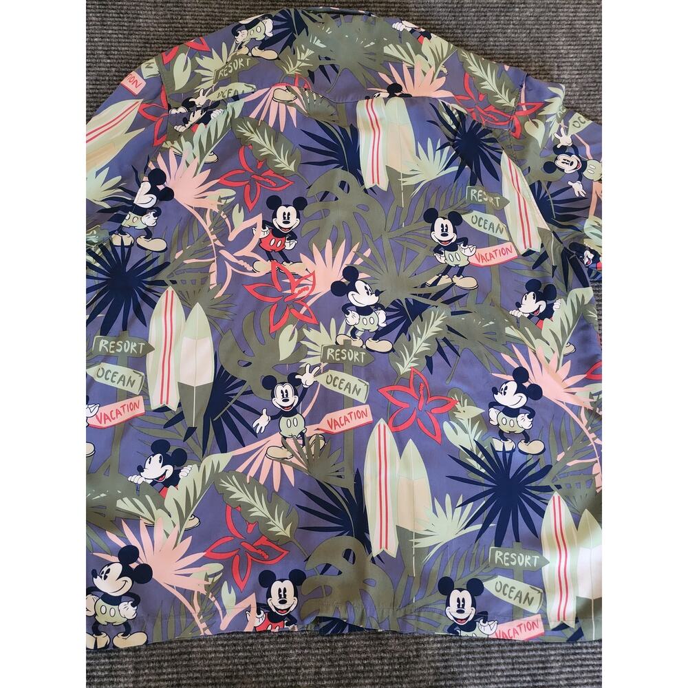 Disney Vacation Resort Floral Mickey Print Hawaiian Shirt Mens Size 2XL - Picture 2 of 9